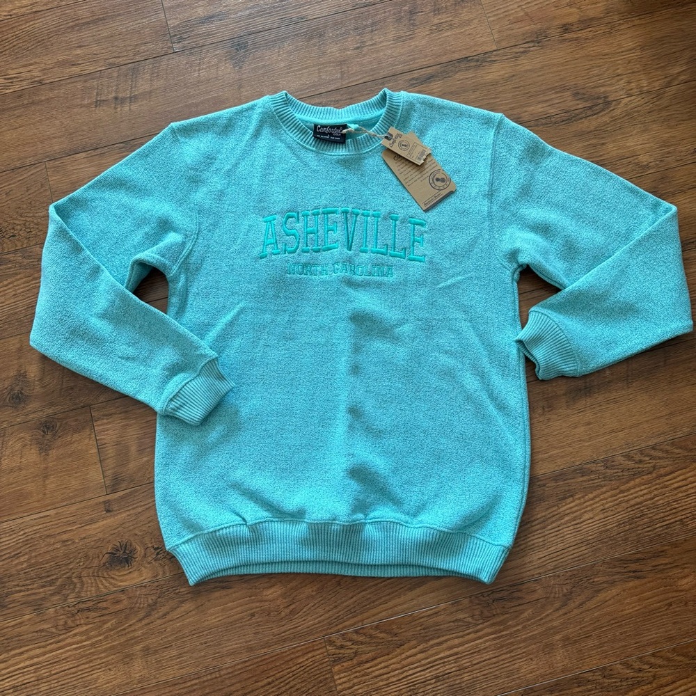 New Asheville NC Sweatshirt Teal NWT Large Shirt Women’s